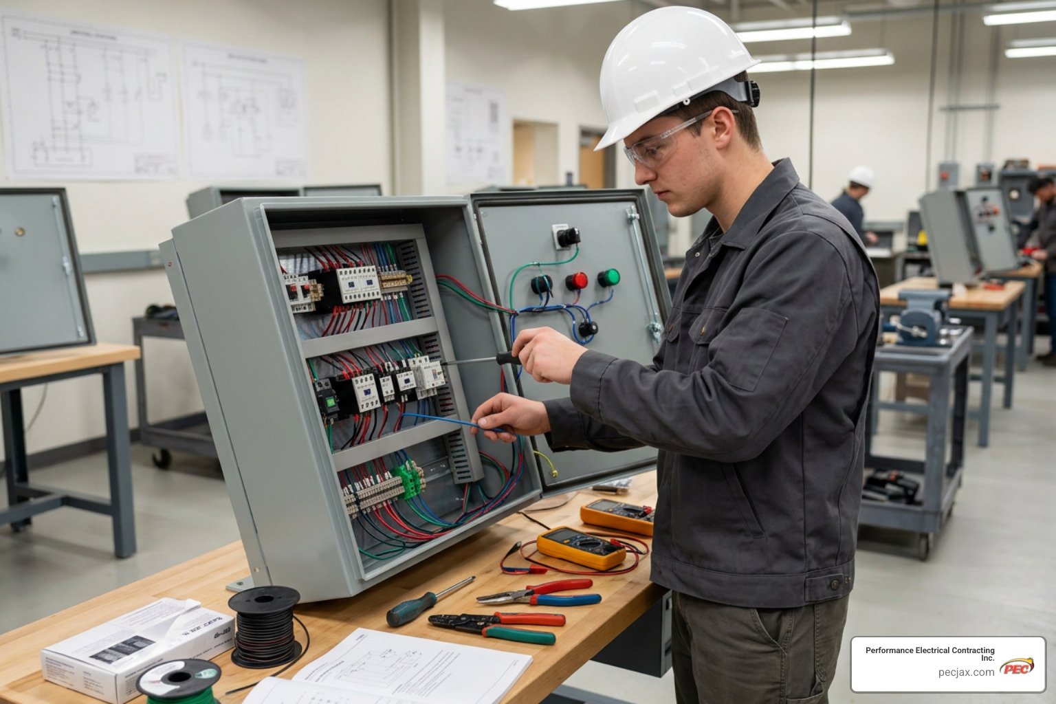 electrical student wiring motor controls in technical lab electrical student wiring motor controls in technical lab