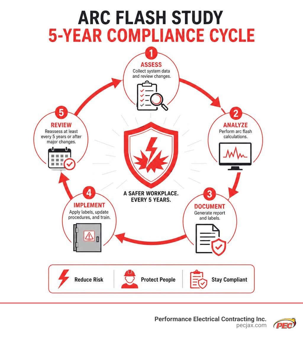 Arc Flash Study 5-Year Compliance Cycle infographic